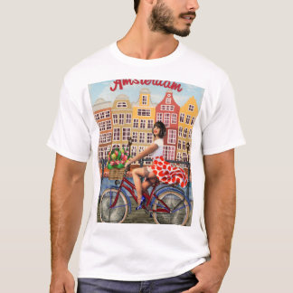 Poster: Pin-Up Girl Cycling. T-shirt