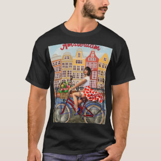 Poster: Pin-Up Girl Cycling. T-shirt