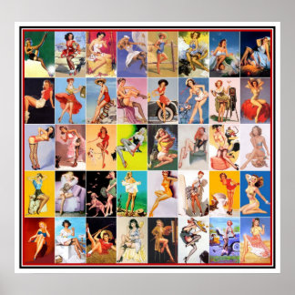 Poster Pin up Girls Art Vintage Retro Imprimer Collage 2