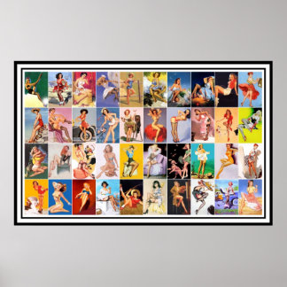Poster Pin up Girls Art Vintage Retro Print Collage
