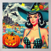 Poster Pin-up Halloween vintage (Devant)