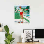 Poster Pin-up Jouer Shuffleboar Art (Bureau à domicile)