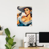 Poster Pin-up rétro Far West (Bureau à domicile)