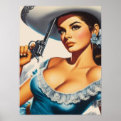 Poster Pin-up rétro Far West (Devant)