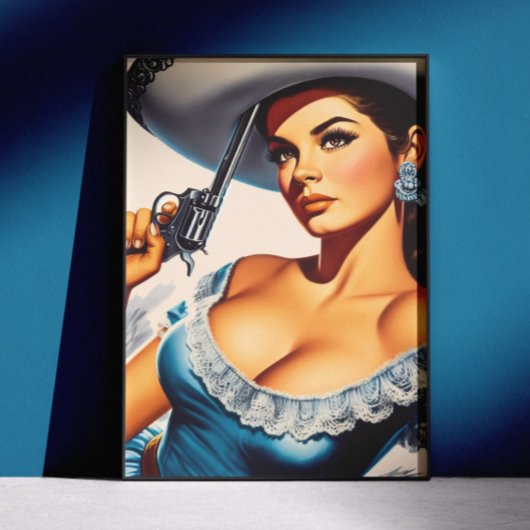 Poster Pin-up rétro Far West