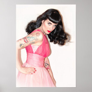 Poster Pin-up rose
