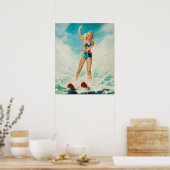 Poster Pin-up Ski d'eau (Cuisine)