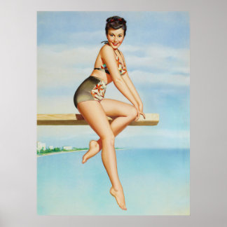 Poster Pin-up sur Plongée
