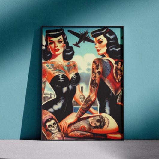 Poster Pin-up tatoué Old School