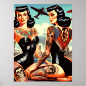Poster Pin-up tatoué Old School (Devant)