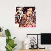 Poster Pin-up Tatouée Rétro (Bureau à domicile)