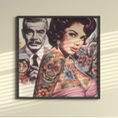 Poster Pin-up Tatouée Rétro