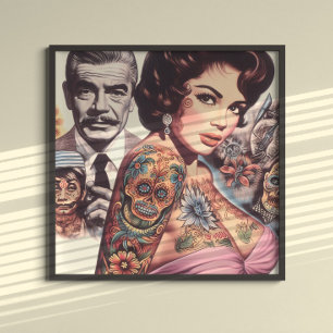 Poster Pin-up Tatouée Rétro