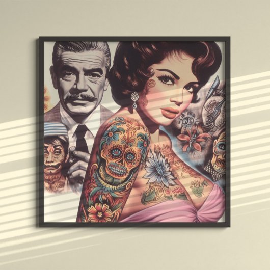 Poster Pin-up Tatouée Rétro