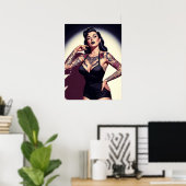 Poster Pin-up Tatouée Rétro (Bureau à domicile)