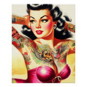 Poster Pin-up tatouée vintage (Devant)