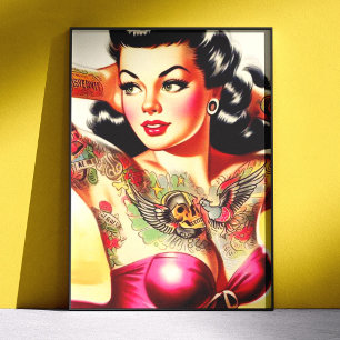 Poster Pin-up tatouée vintage