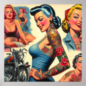 Poster Pin-up Tatouée Vintage (Devant)