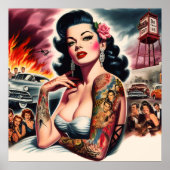 Poster Pin-up Vintage Tatouée (Devant)