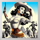 Poster Pin-up Western Rétro (Devant)