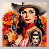 Poster Pin-up Western Vintage (Devant)