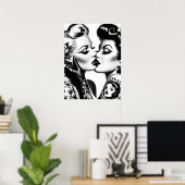 Poster Pin-ups s'embrassant rétro (Bureau à domicile)