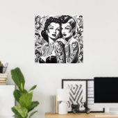 Poster Pin-ups Tatouées Vintage (Bureau à domicile)