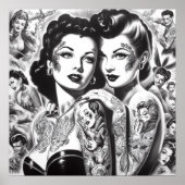 Poster Pin-ups Tatouées Vintage (Devant)