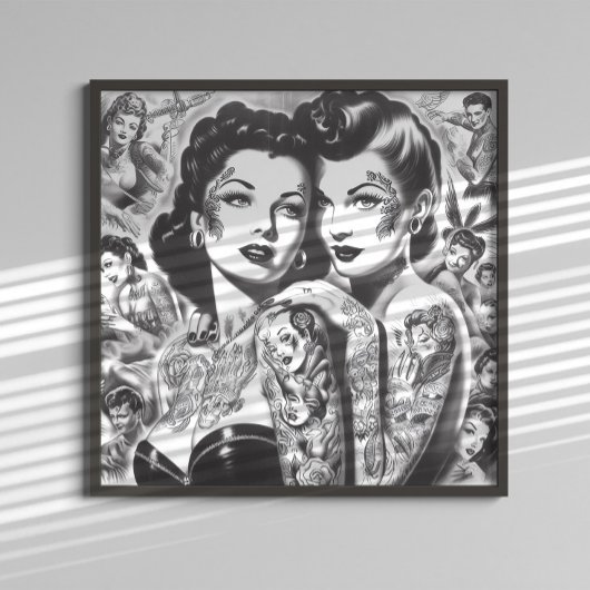 Poster Pin-ups Tatouées Vintage