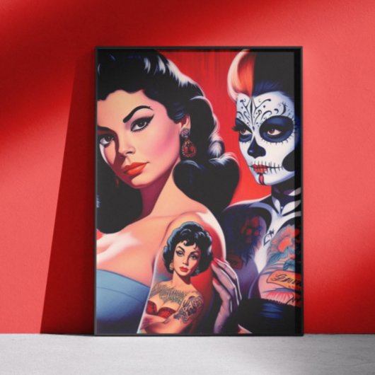 Poster Pin-ups tatoués Old School