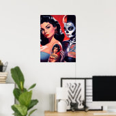 Poster Pin-ups tatoués Old School (Bureau à domicile)