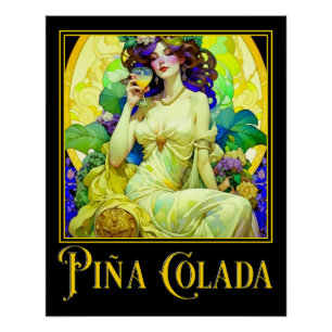 Poster Pina Colada Art Nouveau