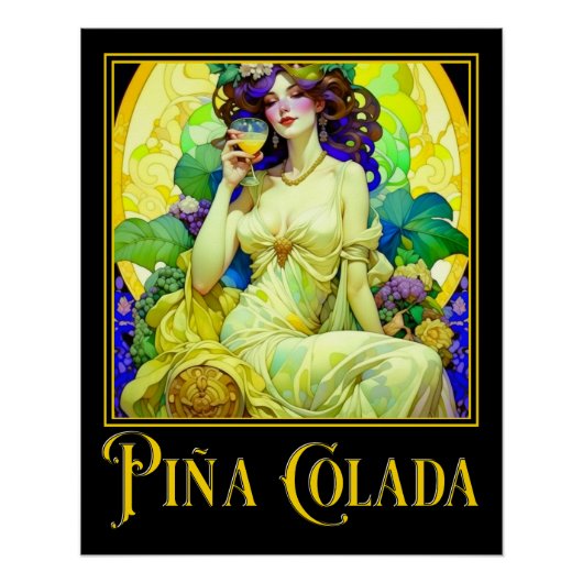 Poster Pina Colada Art Nouveau (Devant)