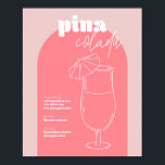 Poster Pina Colada Recette rose vintage inspirée par Retr<br><div class="desc">Pina Colada inspirée vintage Retro Recette rose et rose foncé</div>