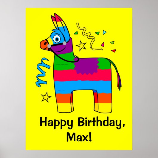 Poster Pinata Joyeux Anniversaire Nom Personnalisable (Devant)
