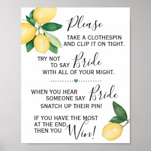 Poster Pince à linge pancarte pour jeu de Baby Shower sur