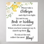 Poster Pince à linge Panneau de jeu de douche aux citrons (Devant)