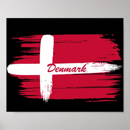 Poster Pinceau artistique Drapeau Danemark (Devant)