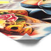 Poster Pinceau de tatouage vintage Beach (Coin)