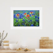 Poster Pinceau et Bluebonnets - Texas (Cuisine)