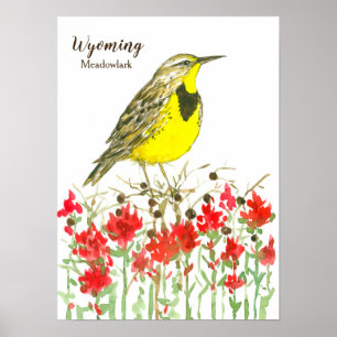 Poster Pinceau indien Meadowlark Wyoming