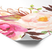 Poster Pinceau rose Floral Antlers Cartes de Mariage & Ca (Coin)