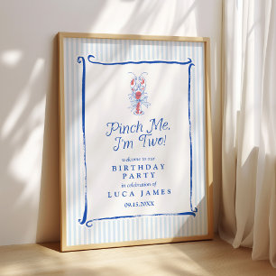 Poster Pincez-Moi, j'ai Deux Ans Vintage Homard Bleu 2e A