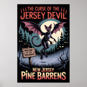 Poster Pine Barrens hantés, art horrifique du New Jersey