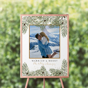 Poster Pine cône & Gold Noël Feuillage Mariage Bienvenue
