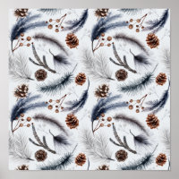 Pine Cones & Pine Needles Aquarelles Motif