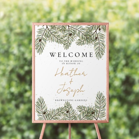 Poster Pine & Gold Noël Foliage Mariage festif