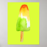 Poster Pine Lime popsicle pop art nourriture mignonne<br><div class="desc">Illustration de l'aquarelle de la calcaire de pin mûre du bloc de glace popsicles. Pour les amateurs de popsicle partout. Joli design estival. Pop art rose et girly. L'art alimentaire.</div>