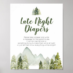 Poster Pine Tree Adventure Baby shower Late Night Diapos
