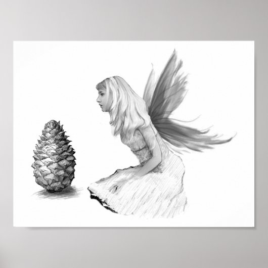 Poster Pine Tree Fairy with Pine Cône (Devant)